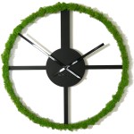 Metalowy czarny zegar ścienny z Mchem 50cm