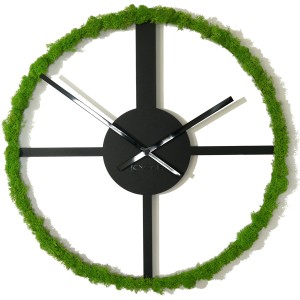 Metalowy czarny zegar ścienny z Mchem 50cm