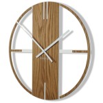 Metalowy zegar ścienny dębowy Unique 50cm