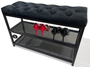  Loft shoe cabinet, 80 cm, with upholstered seat in black