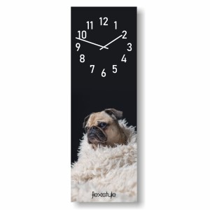 Zegar ścienny szkło akrylowe duży do salonu do kuchni Zwierzaki Mopsiczka