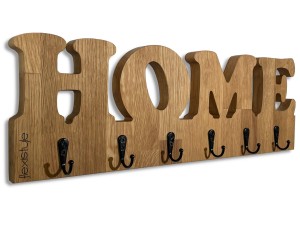 Drewniany wieszak na ścianę HOME Dębowy 50cm