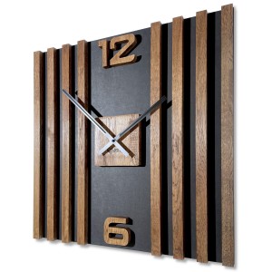 Wooden Wall Clock LAMELE SQ 60cm in Brown