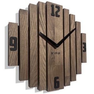 Oak Wall Clock Symmetry 30cm brown