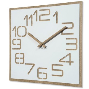 Wall clock DIGITS oak 50 cm white