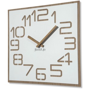 Wall clock DIGITS oak 40 cm white