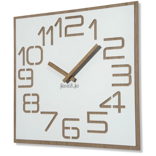 Zegar ścienny DIGITS dębowy 40cm biały