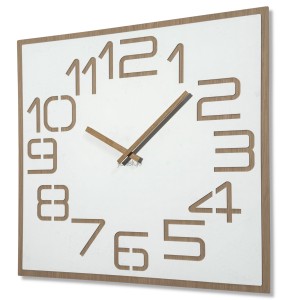Wall clock DIGITS oak 60 cm white