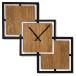 Zegar ścienny Triple 58cm czarny drewniany 