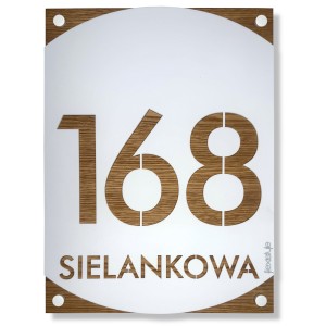 Tabliczka z numerem domu biało drewniana 30x40