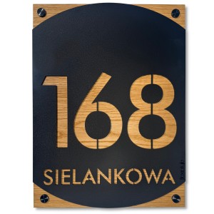 Tabliczka z numerem domu czarno drewniana 30x40