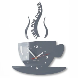Kitchen wall clock CUP grey