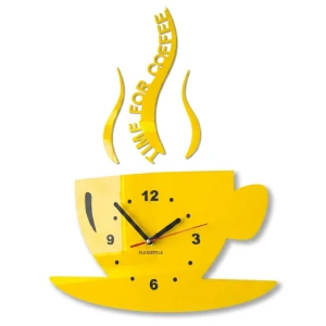 Kitchen wall clock CUP yellow