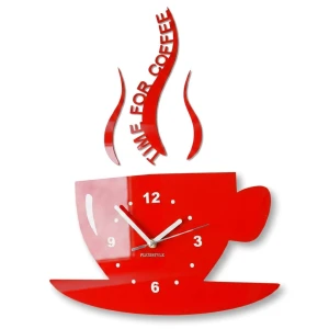 Kitchen wall clock CUP red