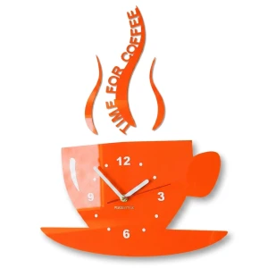 Kitchen wall clock CUP orange