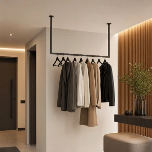 Wieszak sufitowy metalowy czarny – garderoba loft