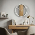 Zegar okrągły dębowy LOFT OVAL metal 50cm biały