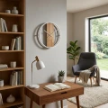 Zegar okrągły dębowy LOFT OVAL metal 50cm biały