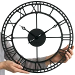 Metalowy zegar ścienny retro czarny 50cm