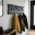 Drewniany wieszak na ścianę HOME Czarny 50cm