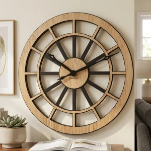 VICTORIA wooden wall clock 75 cm – natural oak