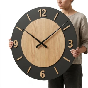 Wooden wall clock NORDIC OAK 75 cm