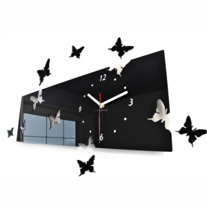 Wall clock Butterfly horizontal