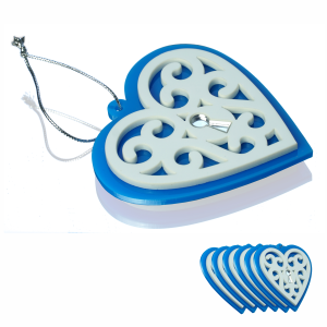 Dekoracja bożonarodzeniowa Serce Niebieskie Ażur 6szt.