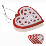 Dekoracja bożonarodzeniowa Serce Czerwone Ażur 6szt.