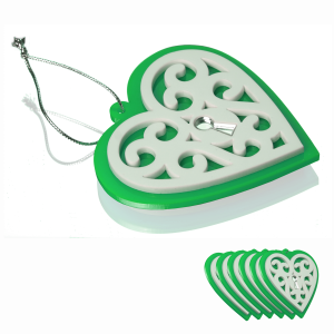 Dekoracja bożonarodzeniowa Serce Zielone Ażur 6szt.