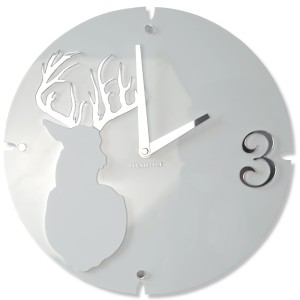 Wall clock Deer white matt