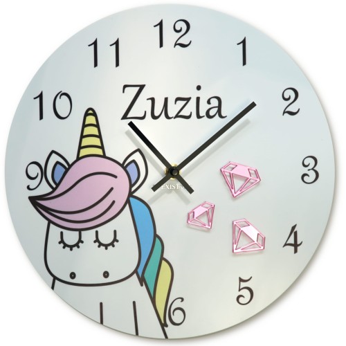 Zegar dziecięcy Jednorożec z imieniem dziecka
