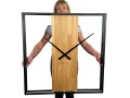 Zegar kwadratowy dębowy LOFT SQUARE metal 80cm z modelem
