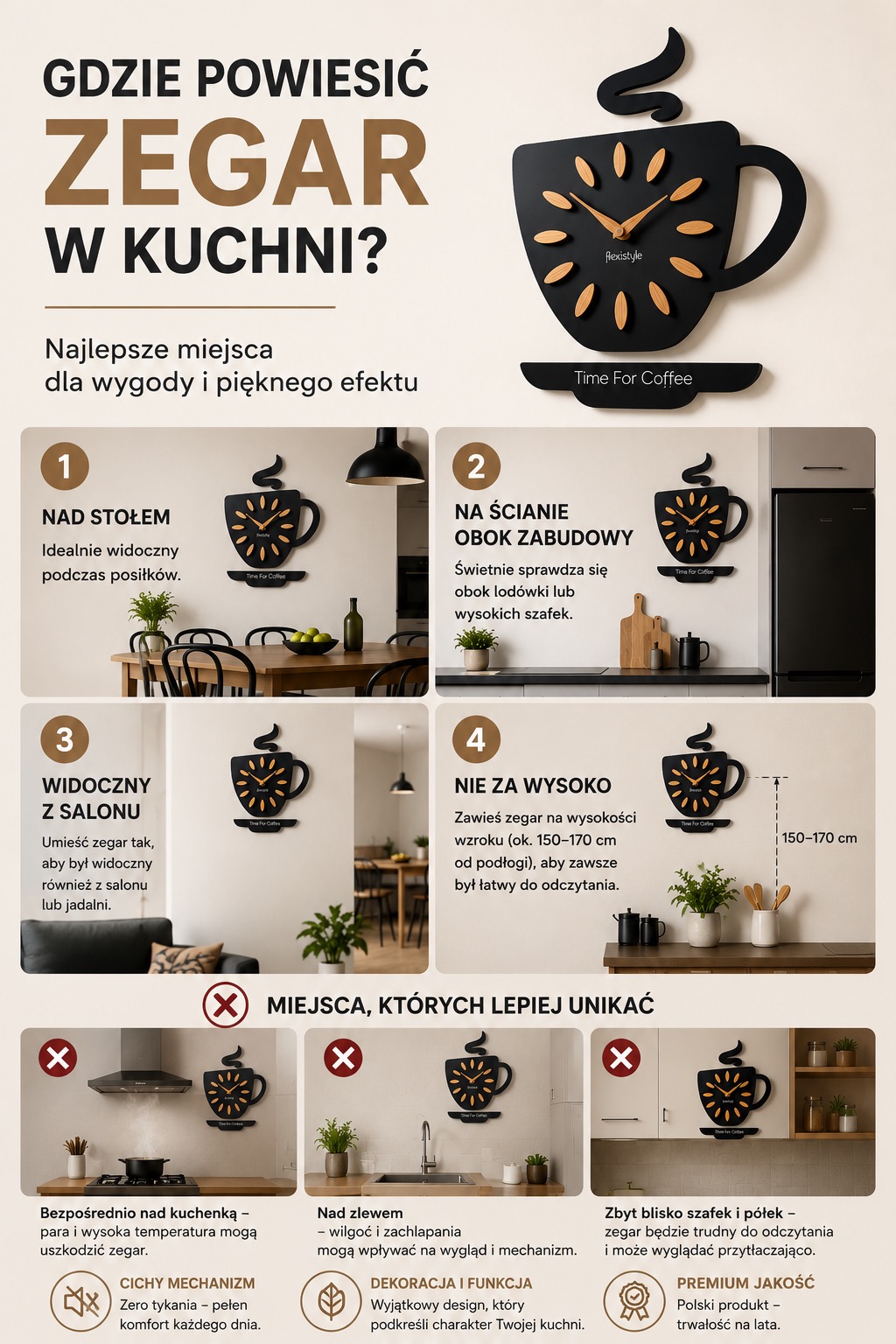 Gdzie zawiesić zegar w kuchni